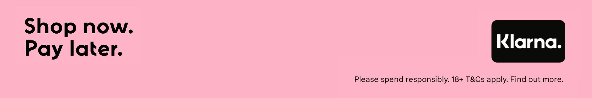Shop now pay later with klarna banner for LRM Beauty
